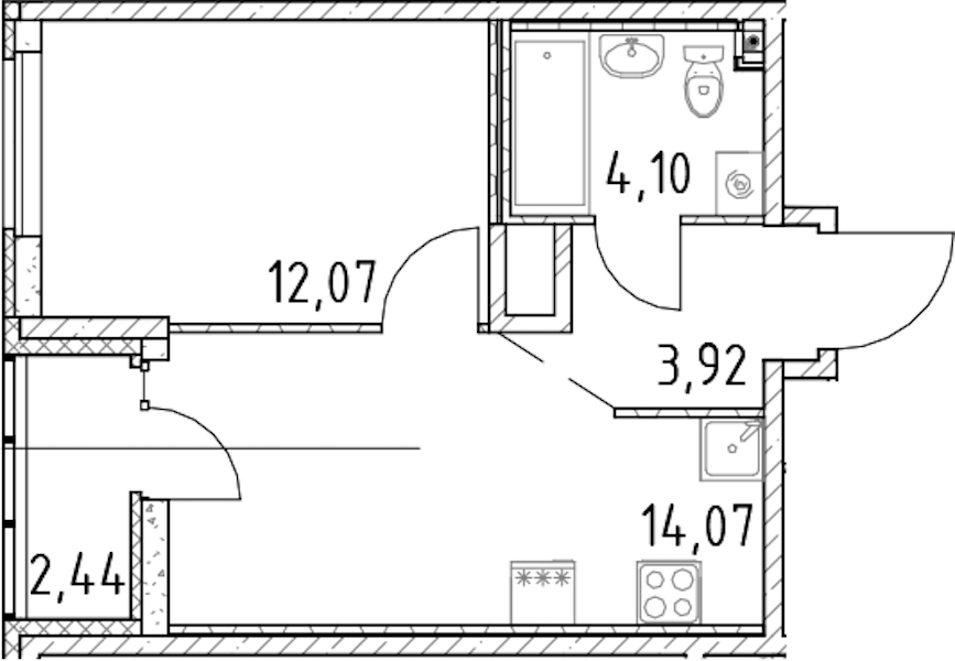 1-комнатная квартира 34.16 м², 23/23 эт., ЖК «Город Первых»